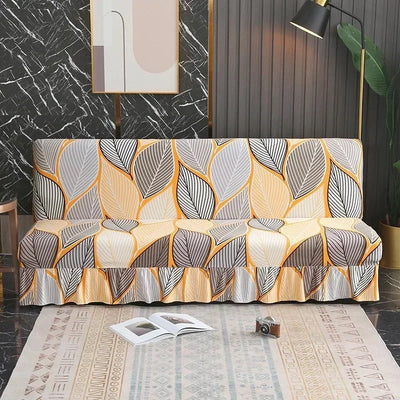 1/2/3Seater Sofa Bed Cover with Elastic Printing Seat Cover Armless Sofa Bed Cover Sofa Covers for Living Room Home Decor