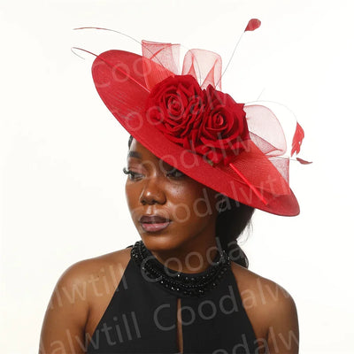 Royal Ascot Big Flower Fascinators Hat Women Wedding Pillbox Cap Ladies Derby Feather Fascinator Headdpiece Ladies Party Chapeau