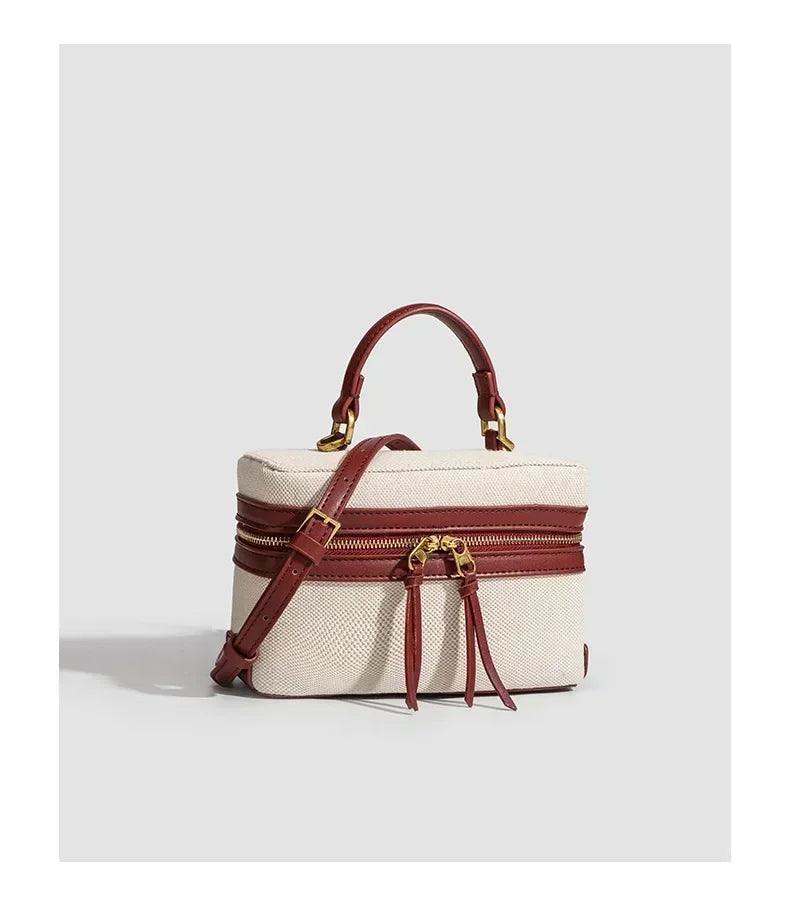 Fashion box women handbags designer thick canvas shoulder crossbody bags casual spring and summer small purses 2024