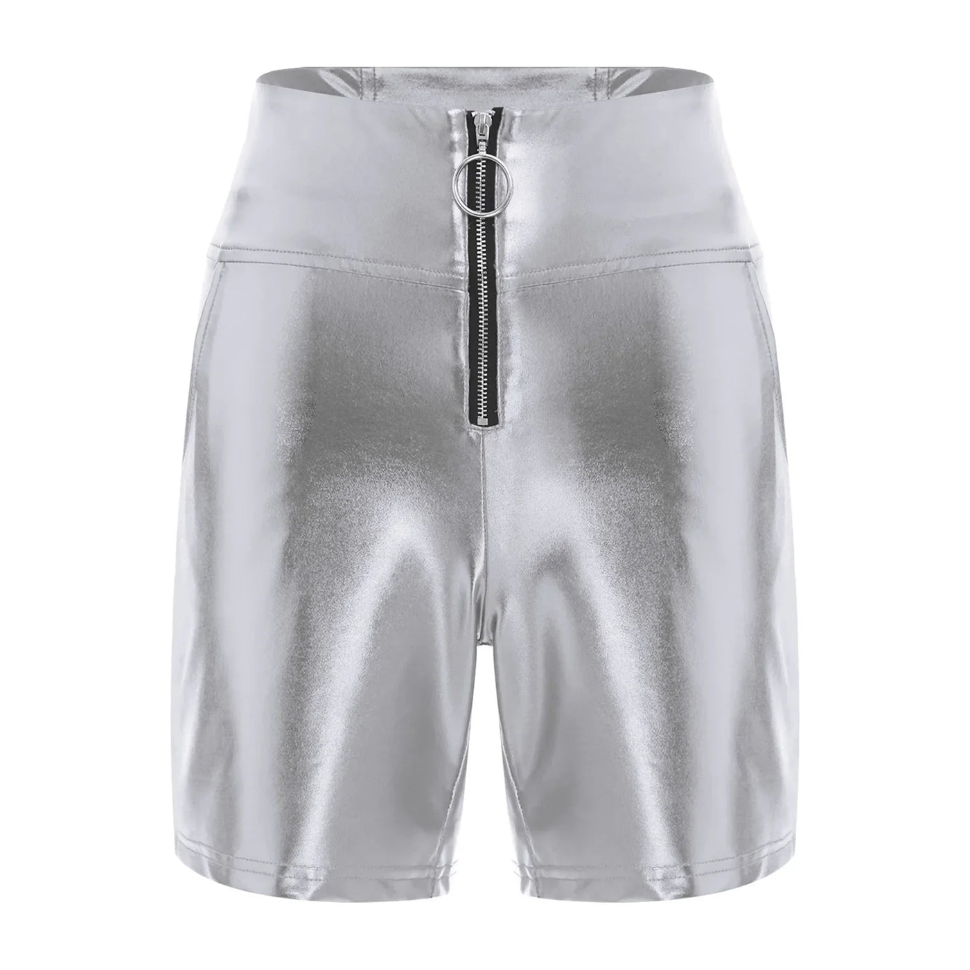 Women's Metallic Shiny Biker Shorts