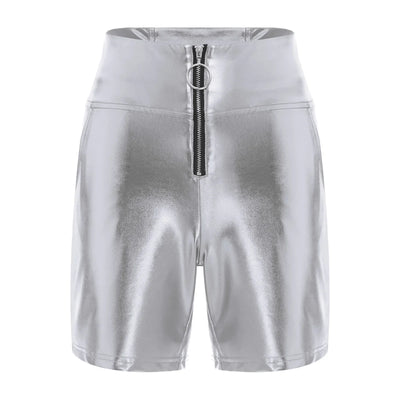 Women's Metallic Shiny Biker Shorts