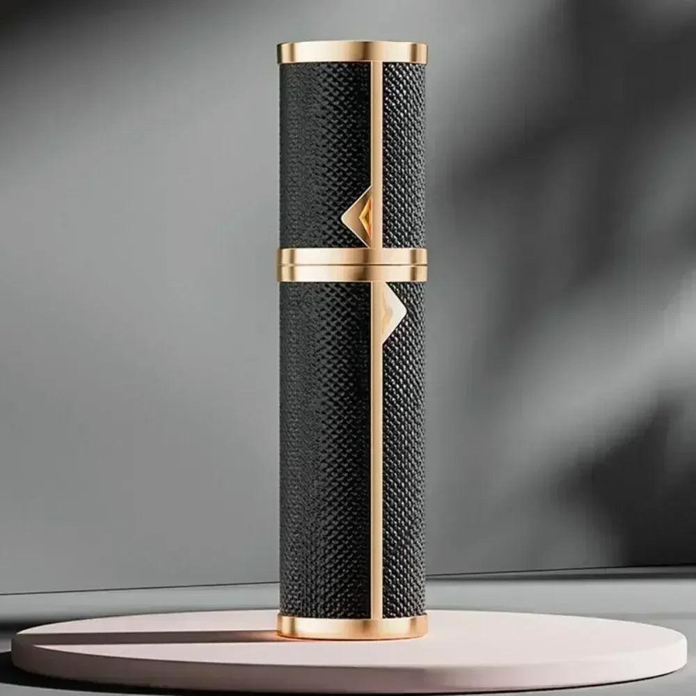Luxury bottom-filled perfume bottle aluminum self-pumping 5ml real leather spray cologne moisturizer fragrance