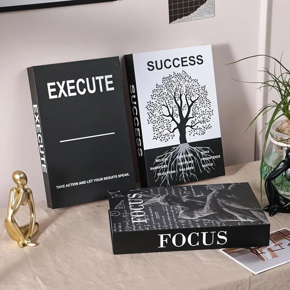 Set of 3 inspirational desk decor books suitable for home office room fake