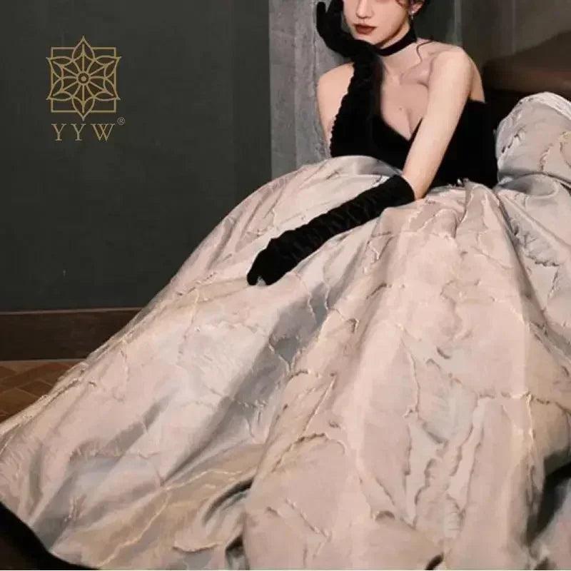 Luxury dress for women ladies sleeveless elegant wedding ball gown ceremony party stain banquet vestido red carpet