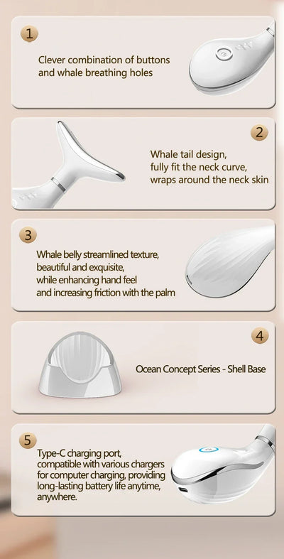 Neck Beauty Instrument with Base Microcurrent Facial Massager LED Photon Skin Rejuvenation Neck Face Skin Care Tool for Wrinkle