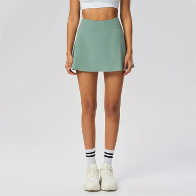 Women Sports Skorts High Waist Tennis Skirt With Pocket Fitness Running Athletic Golf Culotte Gym Sportswear Shorts