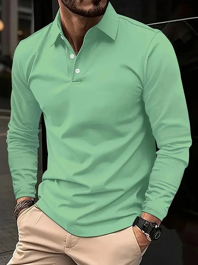 Solid color Long Sleeve Polo Quick Dry T-shirts Mens Breathable Sports Tees Casual Golf Polo Shirts Work T-shirt Pullover Tops