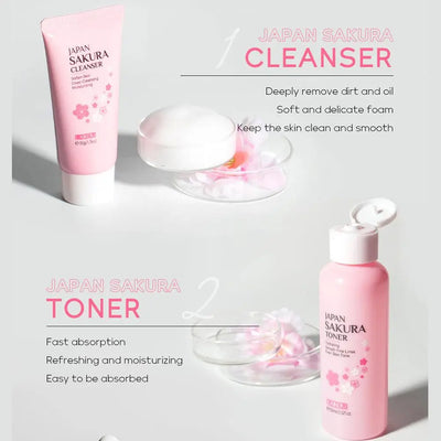 6pcs Sakura Skin Care Set Hydrating Moisturing Smoothing Nourishing Brightening Firming Women Beauty Skincare Product