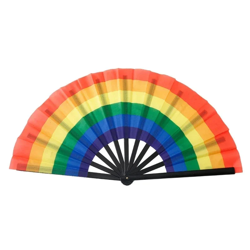 Folding Hand Fans Rainbows Fan Dance Decoration Hand Fans Summer Fan Perfect Props for Summer Music Festivals & Parties