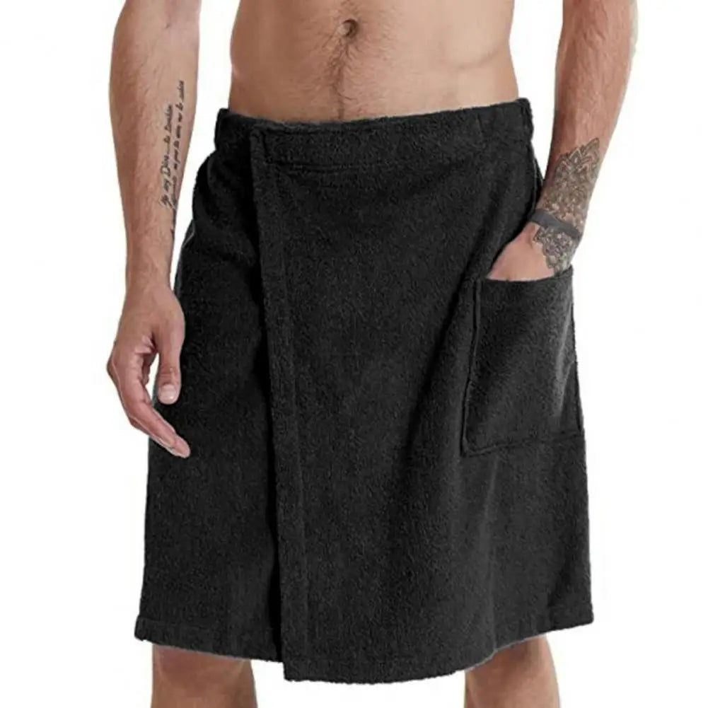 Bath Towel Men's Adjustable Waist Bathrobe