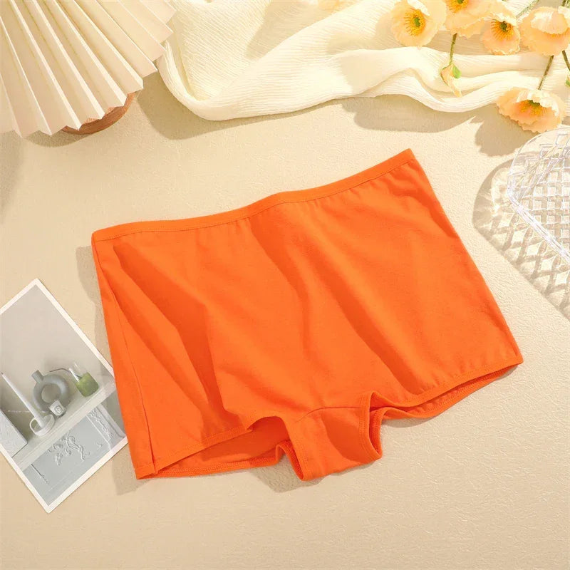 4PCS Women's Panties Cotton Seamless Sports Boxers Underwear Female Solid Color Briefs Cozy Lingerie Intimate Underpants XS-XL
