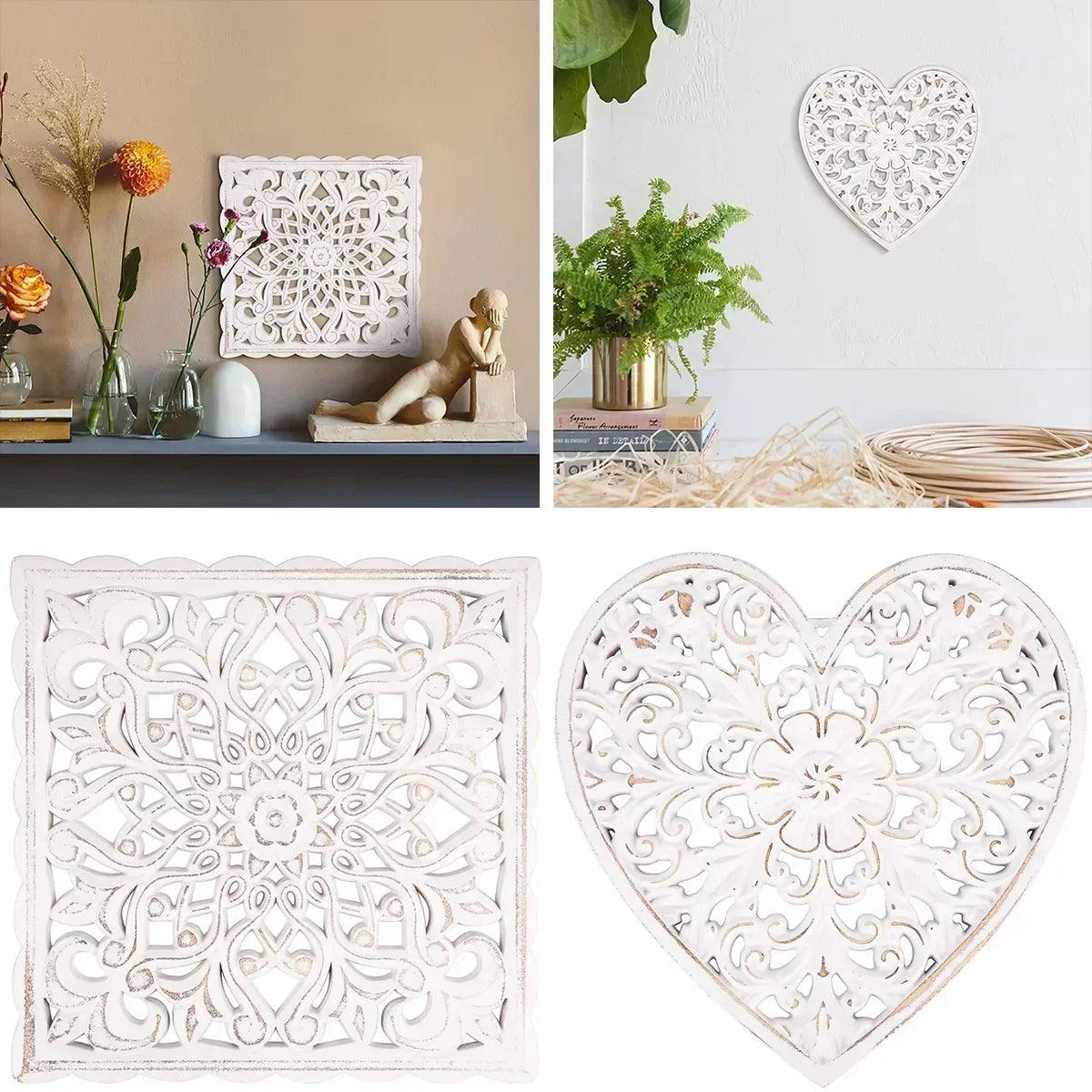 Hollow carved wooden wall decor floral panel hanging ornaments old decorative background