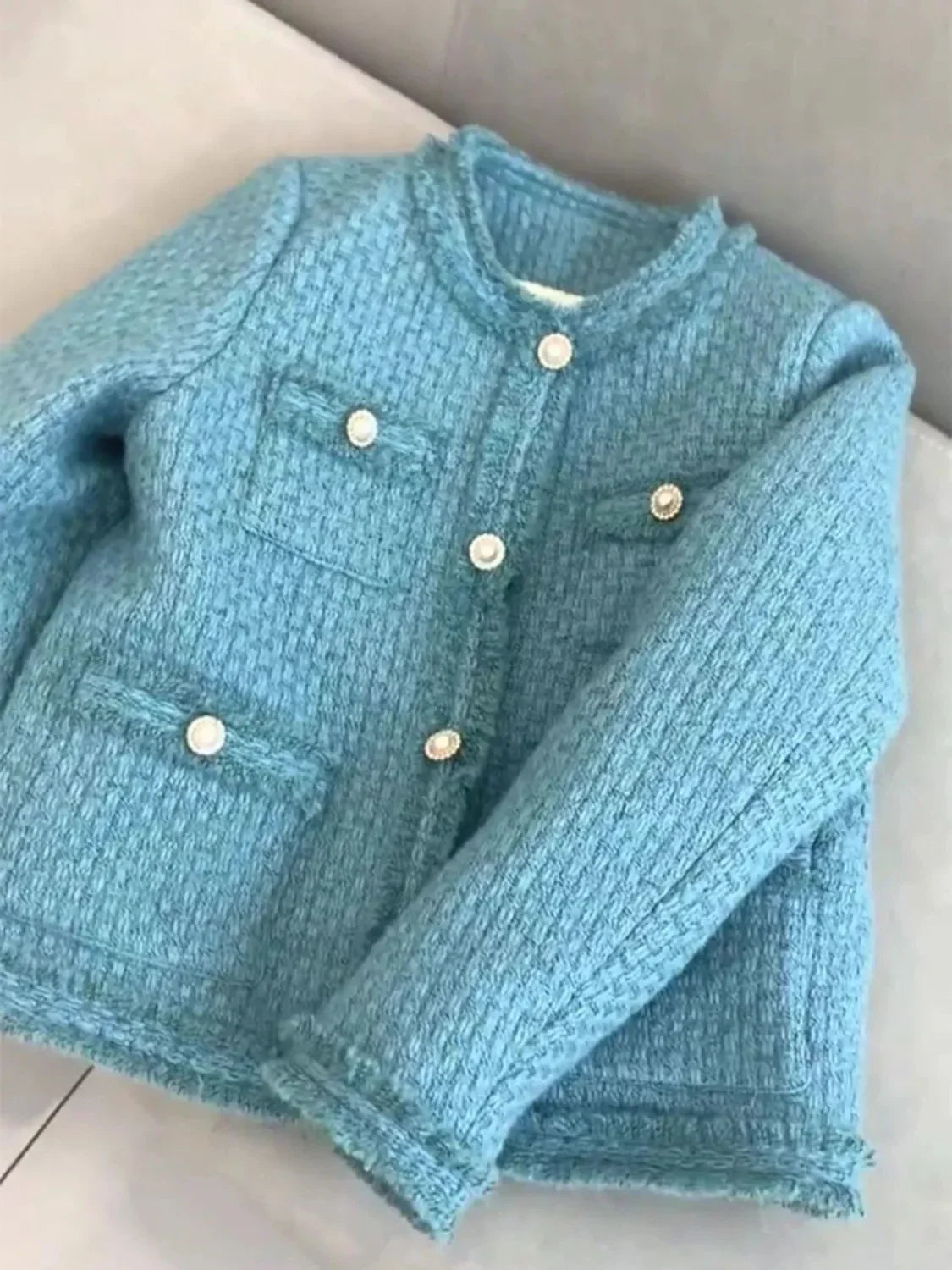 Women's Retro Blue Winter Cotton Jacket Warmth Fragrance High Quality Coats