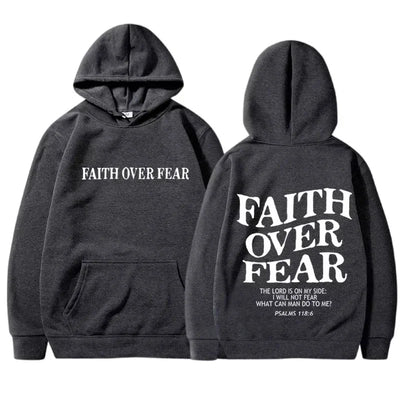 FAITH OVER FEAR Print Hoodies for Men Women Hooded Sweatshirts