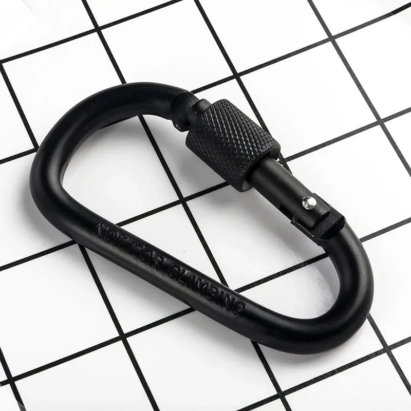 Type D Carabiner With Lock Outdoor Climbing Camping Bold Aluminum Alloy Locking Clasp Keychain Multi Survival Gear Travel Kit