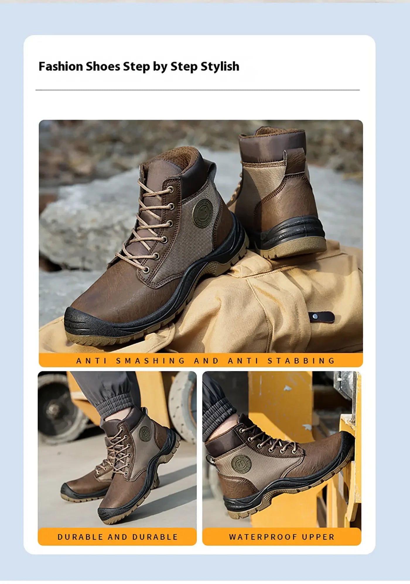 Men's safety shoes are anti smashing, anti piercing, anti-static, anti slip, wear-resistant, and splash proof work shoes
