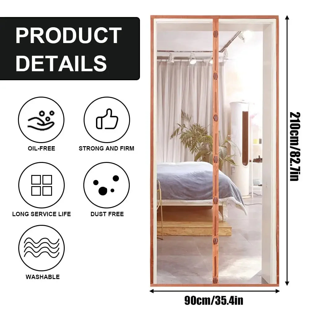 Magnetic Screen Door Curtain Summer Anti-Mosquito Net Fly Insect Partition Automatic Closing Easy Installation Doors Screen Mesh