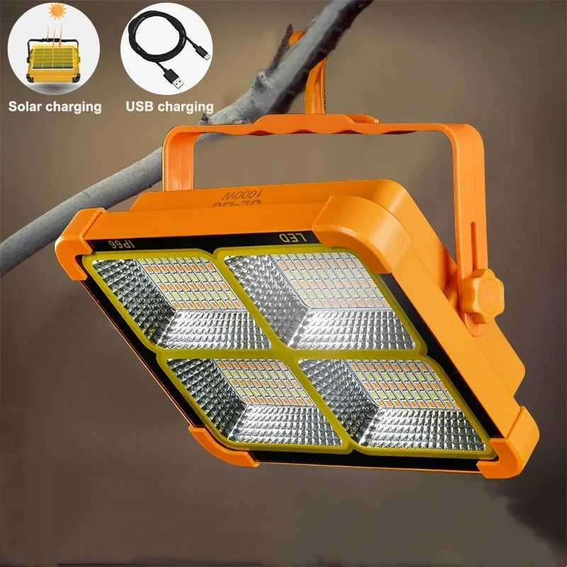 LED Portable Solar Lantern Tent Light Rechargeable Lantern Emergency Night Market Light Outdoor Camping Bulb Lamp