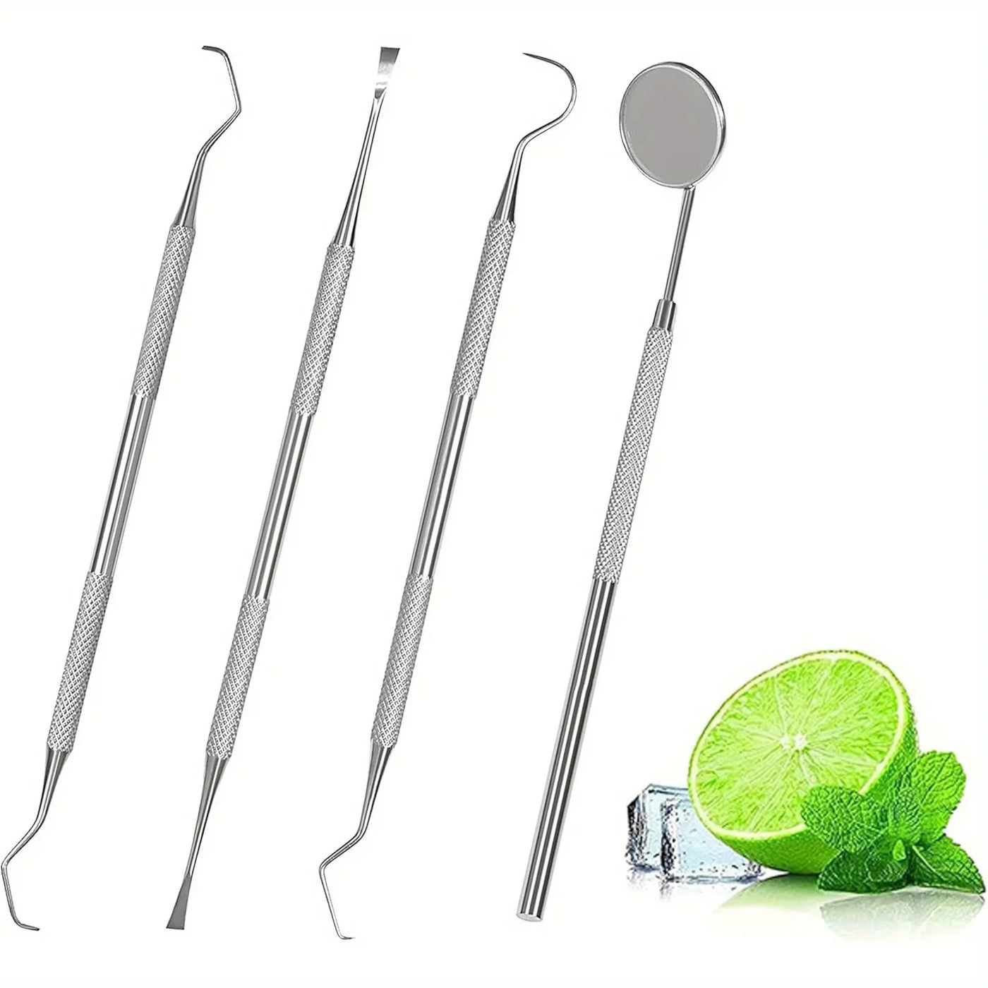 Tooth Cleaning Kit, Including Case, Tongue Scraper, Tweezers Scrapers Debris Removers,Toothpick Tools, Featuring Non-Slip Handle