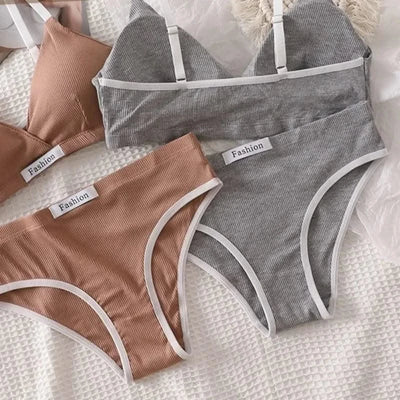 Women Cotton Bra And Panties Set