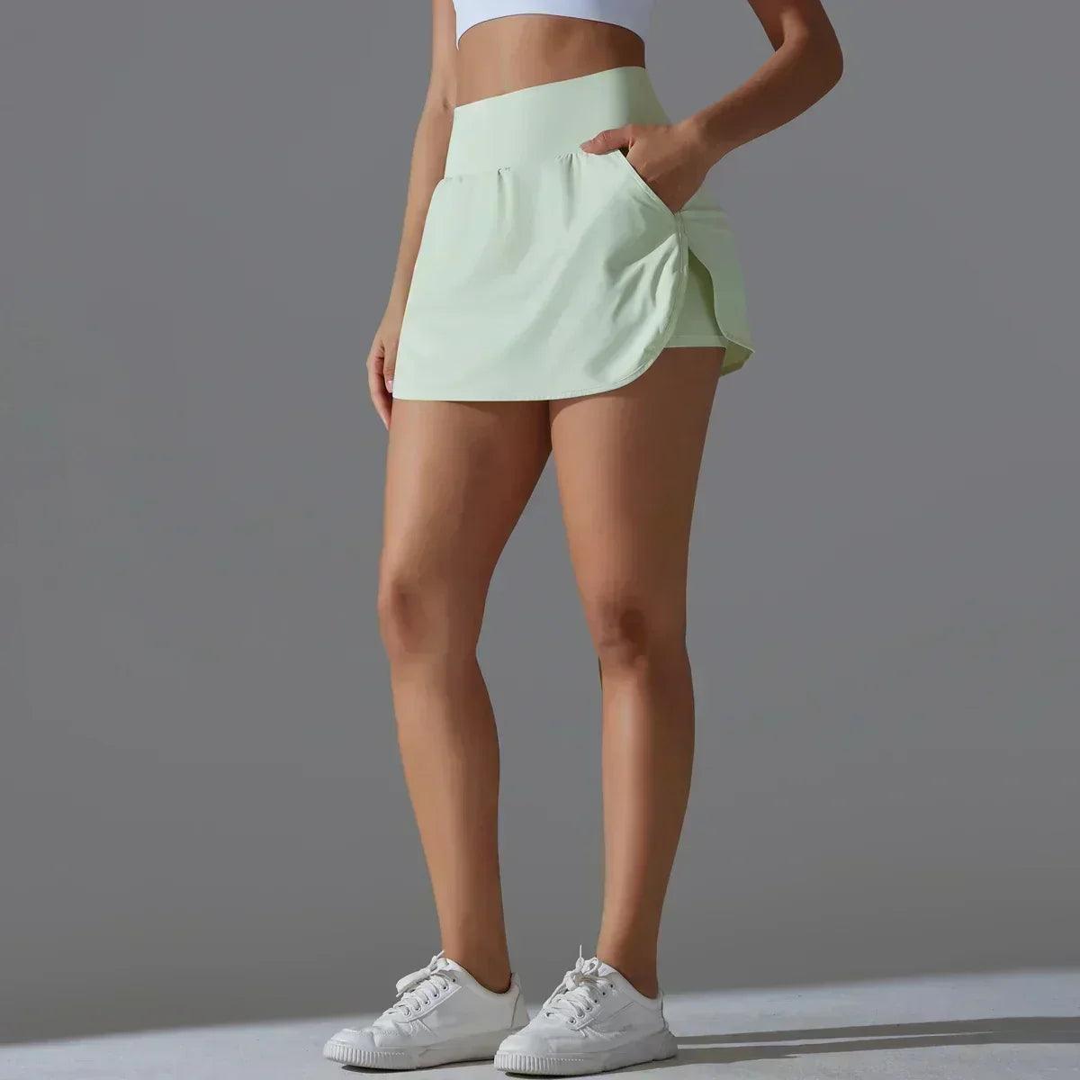 Women gym running shorts double deck quick dry sport fitness jogging workout with pocket sports tight short
