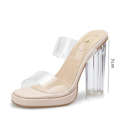 Women's Thick Crystal High Heels, Summer | Waterproof | Not Tired Feet | Slippers, Sandals, Women's Shoes