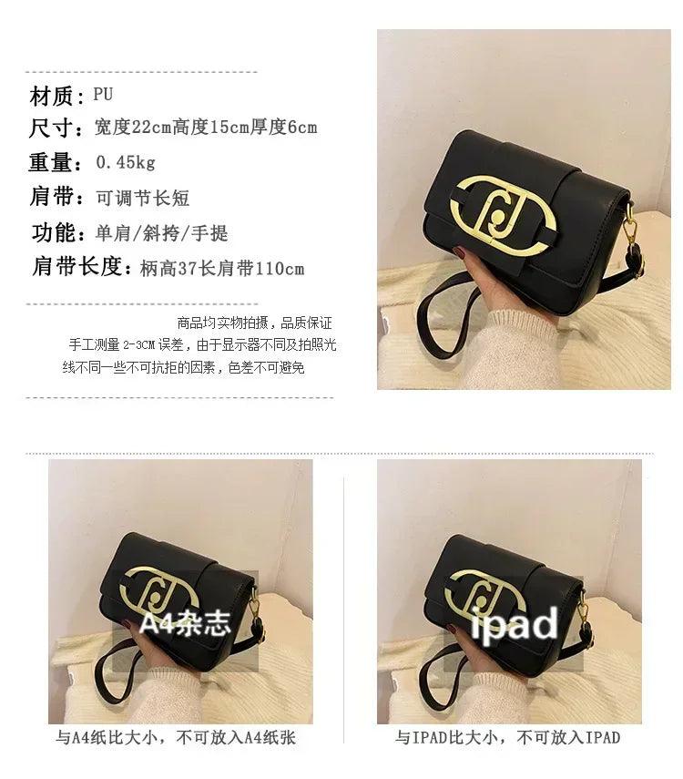 Designer handbags for women leather metal buckle flap square shoulder bags fashion 2024 ladies messenger females casual