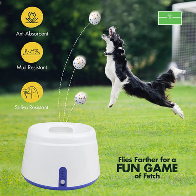 Automatic Ball Launcher Indoor/Outdoor Dog Toy 3 Distance Settings ETPU Balls Dog Tennis Ball Launcher Interactive Dog Toys