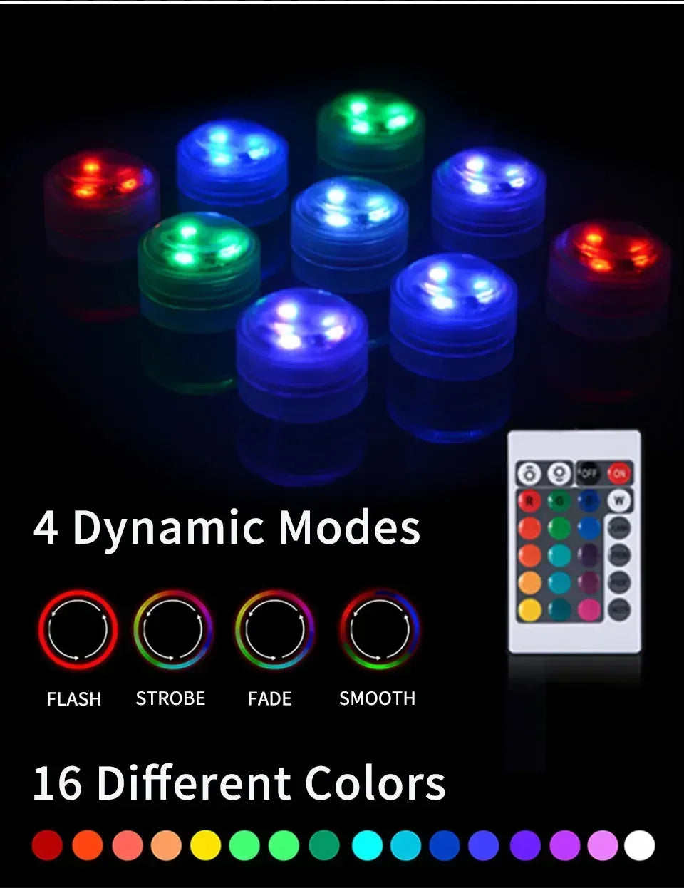 3leds RGB Underwater Night Led Submersible Light Lamp Battery Operated Garden Swimming Pool Light for Wedding Party Vase Bowl