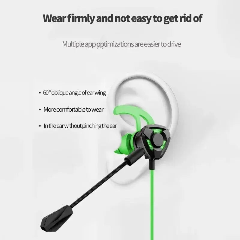 E Sports Gaming with Microphone In-ear Headphones Noise-cancelling Plug-in Mobile Computer Earbuds Wired Earphone PUBG Headset