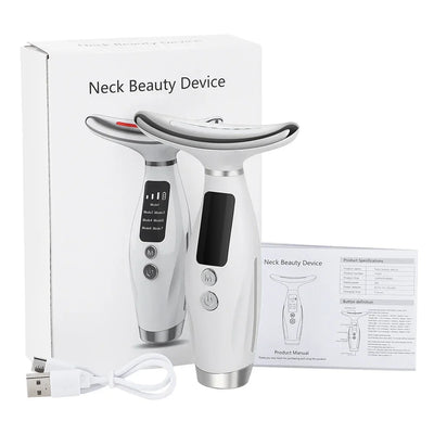 Neck Face Beauty Device 7 Color Light Skin Tighten Reduce Double Chin Anti Wrinkle Facial Lifting Massager