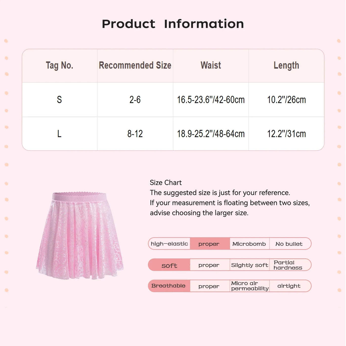 Kids Girls Ballet Dance Skirt Costume Floral Lace Pattern Cover-up Overlay Mini Skirt for Practice Performance Competition