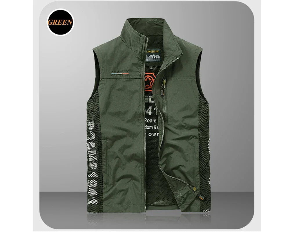 Summer Men's Work Vest Leisure outdoor Men Breathable Mesh Sports Waistcoat Man Photography Fishing Sleeveless Jackets Clothing