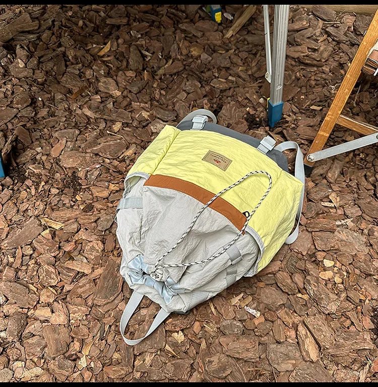 2025 Mountain Style Backpack Couple, Retro Color Block Hiking Bag, Lightweight Large Capacity Daypack for Outdoor