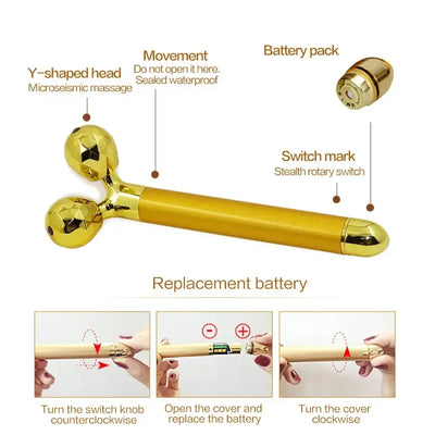 Electric Roller Beauty Bar Vibrating Facial Roller Massager Face Lifting Anti-Wrinkle Skin Care Roller Face Slimming Tool