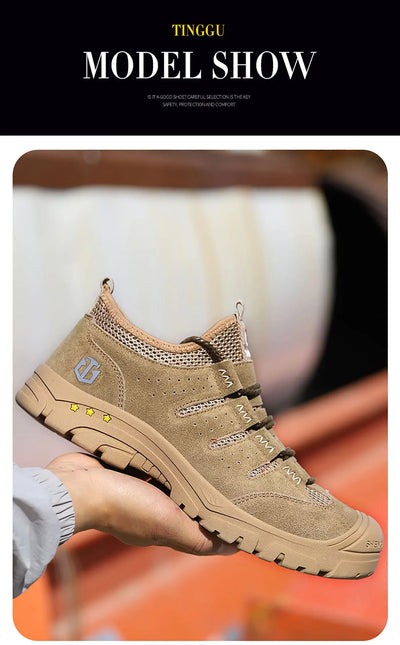 Men's safety shoes are impact resistant, puncture resistant, soft, comfortable, breathable, non slip, and lightweight work shoes