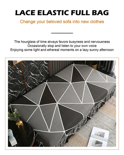 1/2/3Seater Sofa Bed Cover with Elastic Printing Seat Cover Armless Sofa Bed Cover Sofa Covers for Living Room Home Decor