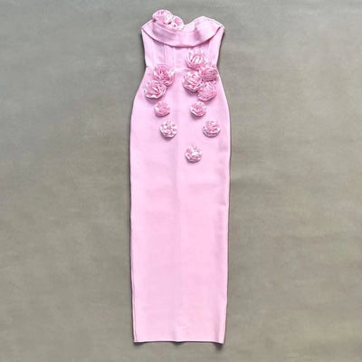 Pink Red Women Off the Shoulder Florals Bodycon