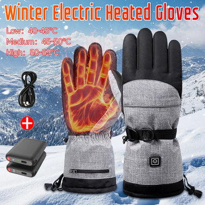 Electric Heated Gloves Rechargeable Waterproof Thermal Gloves Winter Ski Motorcycle Gloves Hand Warmers Electric Heated Equipmen