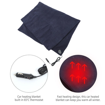 Electric Heated 12V Fast Heating Car Blanket With Overheat Protection For Driver Passenger Warm Travel Auto Seat Cover Mat Car