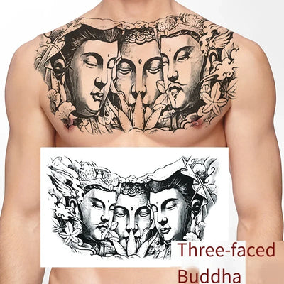 Temporary Tattoos Men Shoulder Tattoos Large Chest Body Sexy Tattoo Sticker Waterproof Tatoo Fake Make Up Pattern Stickers