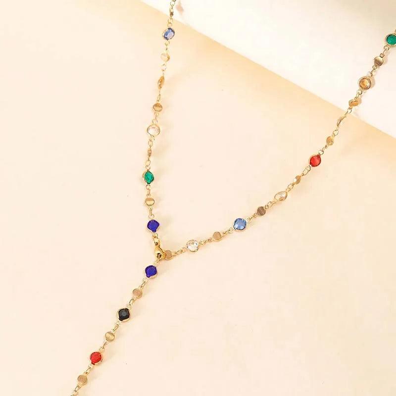 Lats new luxury colourful long tassel necklace for women shiny rhinestone crystal zircon choker bohemian statement