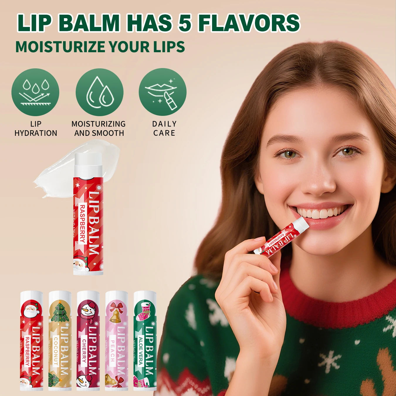 Christmas gift set -100 pieces/box batch lipstick, hand cream, balm, Christmas tree card and red organza bag