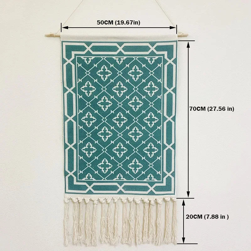 Home decoration Bohemian Tapestry Wall decor aesthetic room Tassel Macrame Hanging Art geometric Woven Cotton Handmade Linen for