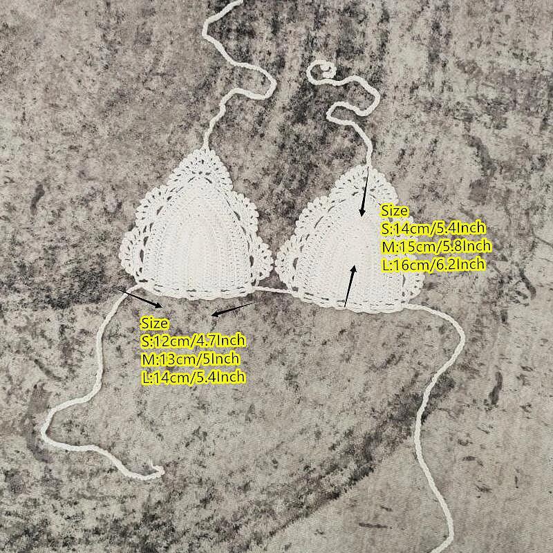 3 Piece Hand Crochet Beach Bikini Set Women Swimwear Cover UP Mini Skirt Swimsuit Suit