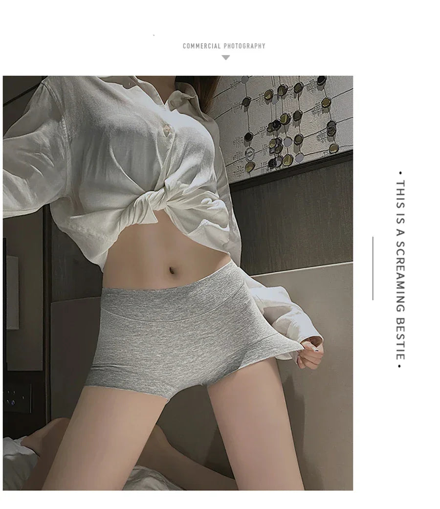 New Women Panties Cotton Seamless Sports Boxers Underwear Female Solid Color Briefs Cozy Lingerie Intimate Underpants M-XXL