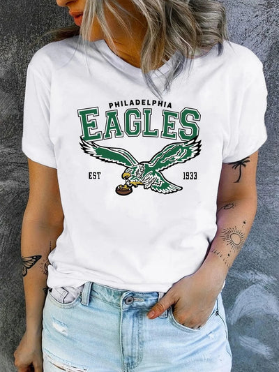 Eagles Print New Women's Fashion O-Neck T-Shirt