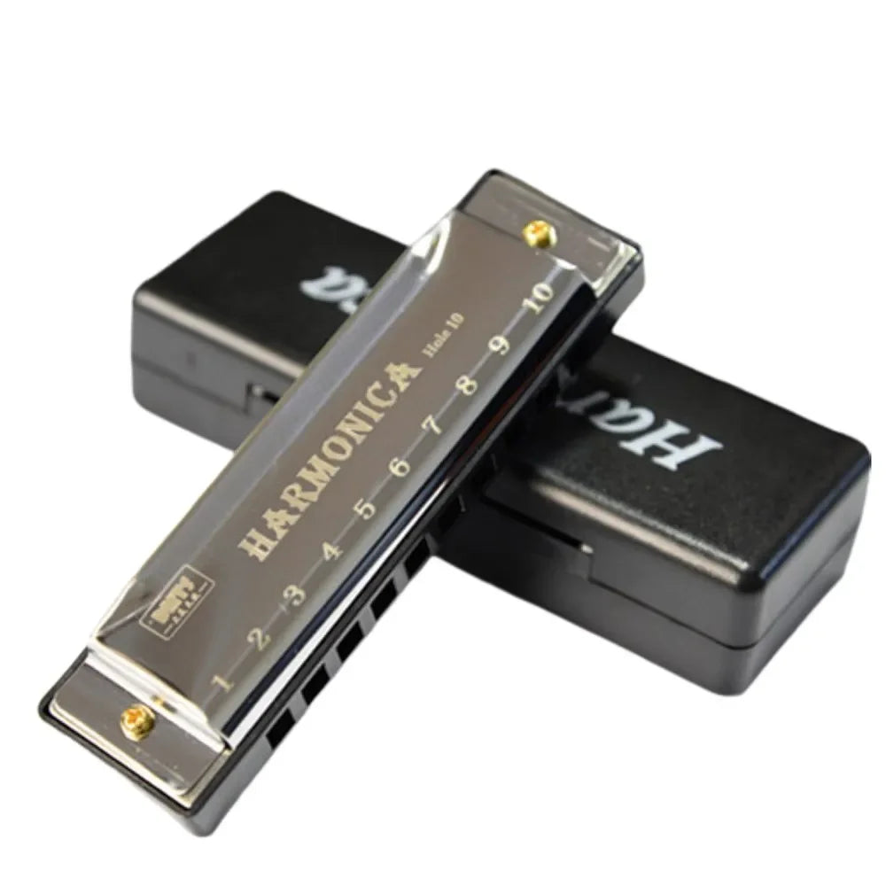 Metal Harmonica Key of C 10 Hole Chromatic Scale Harmonica with Box for Beginner Students Kids Gift