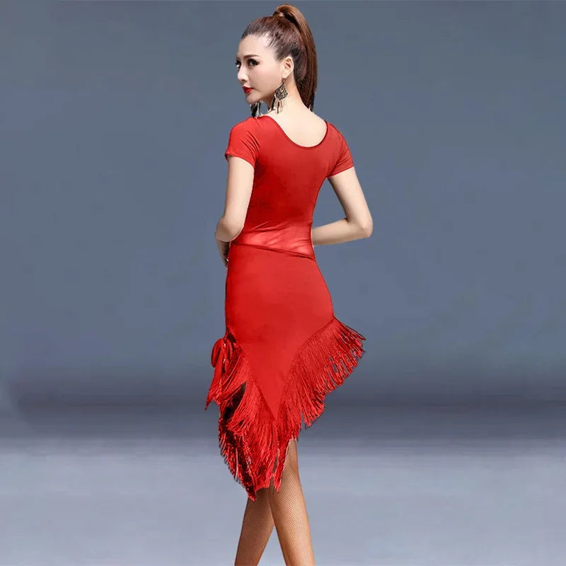 Women Sexy Latin Dance Dress Fringe Dresses Latin Ballroom Cha Cha Rumba Tango Samba Prom Tassel Split Practice Dance Costume
