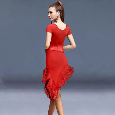 Women Sexy Latin Dance Dress Fringe Dresses Latin Ballroom Cha Cha Rumba Tango Samba Prom Tassel Split Practice Dance Costume